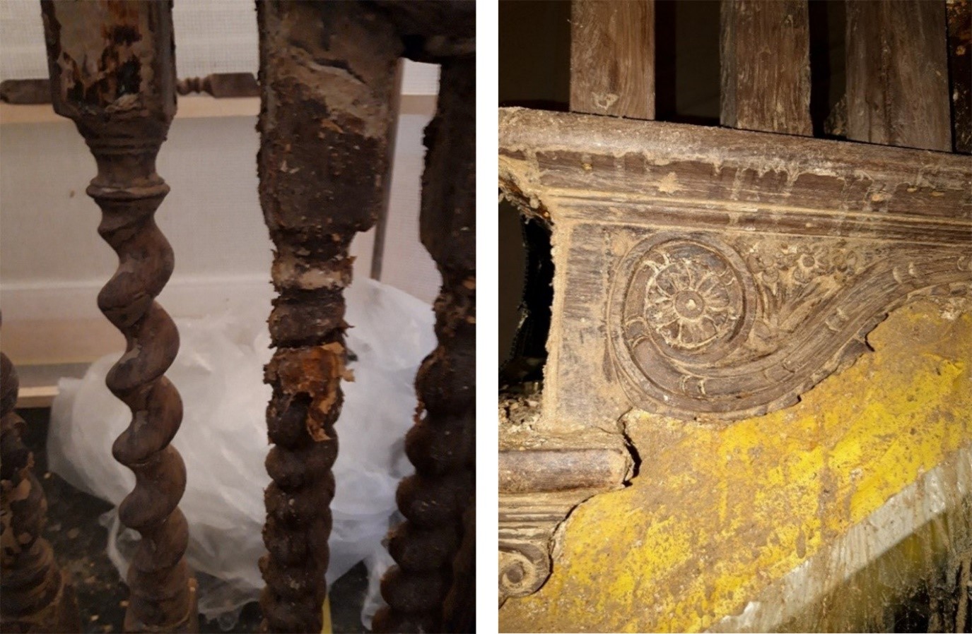 Photo of conservation repairs to the Mansion House main staircase